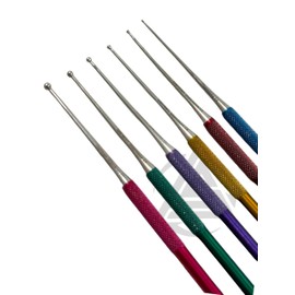 Set of 6 Snake Probe Sexing Kit with Single-Ended Ball Tip, Knurled Handles, Color-Coded - Includes Pouch - German Stainless Steel - Reptile Instrumentation