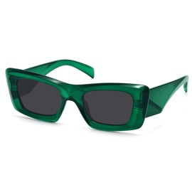 Fozono Polarized Rectangle Cat Eye Sunglasses for Women Retro Trendy Y2K Driving Sun Glasses FZN812(Green-Grey)