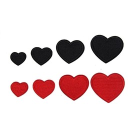 Hrlace Pack of 8 Heart Patches for Iron-On Mini Heart-Shaped Sewing Patches, Embroidery Applique, DIY Iron-On Patches, Decorative Patches for Clothes, Hats, Jackets, Jeans Decoration