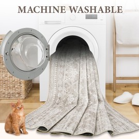 Area Rug 4x6 Geometric Rug: Washable Boho Moroccan Rugs Soft Farmhouse Rug, Modern Neutral Stain Resistant Indoor Floor Carpet for Livingroom Bedroom Dining Table Nursery(Ivory Mocha,4'x6')