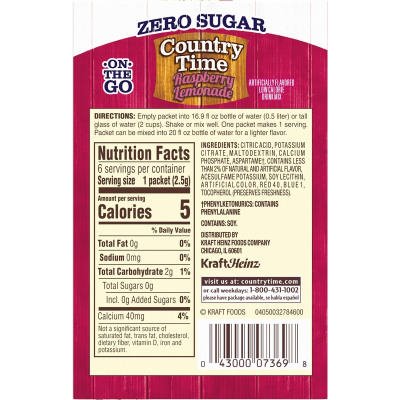 Country Time Sugar-Free Raspberry Lemonade On-The-Go Powdered Drink Mix 72