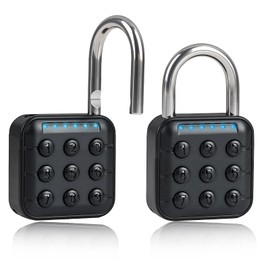 6 Digit Combination Padlock Gym Locker Lock Black IP55 Waterproof Electronic Password Lock with Stainless Steel Shackle and Multi-User Code Function for Gym School Garage Travel Outdoor Use