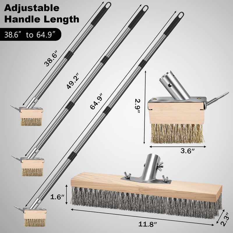 GHWMYD Crack Weeder Brush Heavy Duty Wire Broom Set, Multifunction