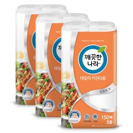 Clean Nara Daily Kitchen Towels 150 sheets, 8 rolls, 3 packs / 깨끗한나라 데일리 키친타올 150매 8롤 3팩
