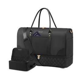 LOVEVOOK Travel Bag,Weekender Bag for Women Travel Duffle Bag with Shoe Compartment,Carry on Overnight Bag with Wet Pocket,Gym Yoga Duffel Bag,Hospital Bags for Labor and Delivery,3 Pcs Set