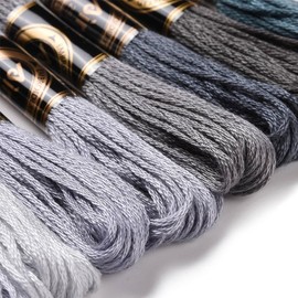 CABODYALS 8 Skeins 64M Grey Friendship Bracelets String Embroidery Thread Floss 6 Strands Gradient Cross Stitch Bracelet Needlepoint Yarn Threads for Sewing Bracelet Making Cross Stitch Crafts