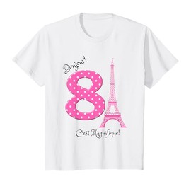 Kids Girls Paris Theme 8th Birthday Shirt T-Shirt