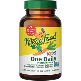 MegaFood Kids One Daily Multivitamin | Mini Tablets for Easy Absorption | 21 Essential Nutrients with Zinc, B Vitamins & Vitamin D3 | Non-GMO, Vegetarian, Gluten-Free | 60 Tablets, 60 Servings