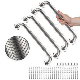 4 Pack 16 Inch Shower Grab Bar, YuanDe Brushed Nickel Bathroom Grab Bar Handle w/Anti-Slip Knurled Grip, Stainless Steel Bath Balance Bar, 1" Diameter Safety Hand Rail Support,Handicap Elderly