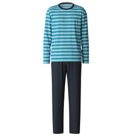 CALIDA Relax Enjoy Men's Extra Smooth Fine Interlock Cotton Long Pyjamas, Bright blue