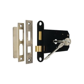 Infinity Decor Heavy Duty Antique Brass150mm 3 Lever Iron Horizontal Mortice Sash Lock with Key Latch Lock Set Shed Gate Door Replaces Union 2077 