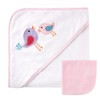 Luvable Friends Unisex Baby Hooded Towel and Washcloth, Pink Bird,