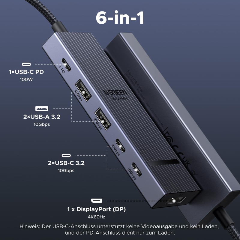 UGREEN 6 in 1 USB C Hub