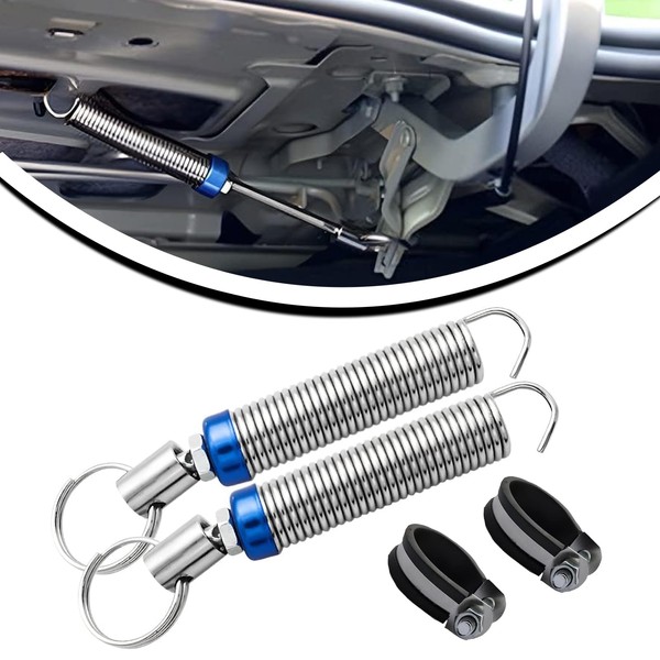 Crynod 2 PCS Car Trunk Lid Modification Spring Accessory with Clamp, Adjustable Metal Vehicle Lifting Spring Accessories, Universal Automotive Trunk Spring Replacement for SUV Truck RV (Silver)