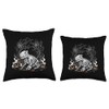 Spooky Capybara Skeleton Bones with Pumpkins and Webs Throw Pillow