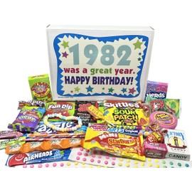 RETRO CANDY YUM ~ 1982 44th Birthday Gift Box of Nostalgic Candy from Childhood for 44 Year Old Man or Woman Born 1982