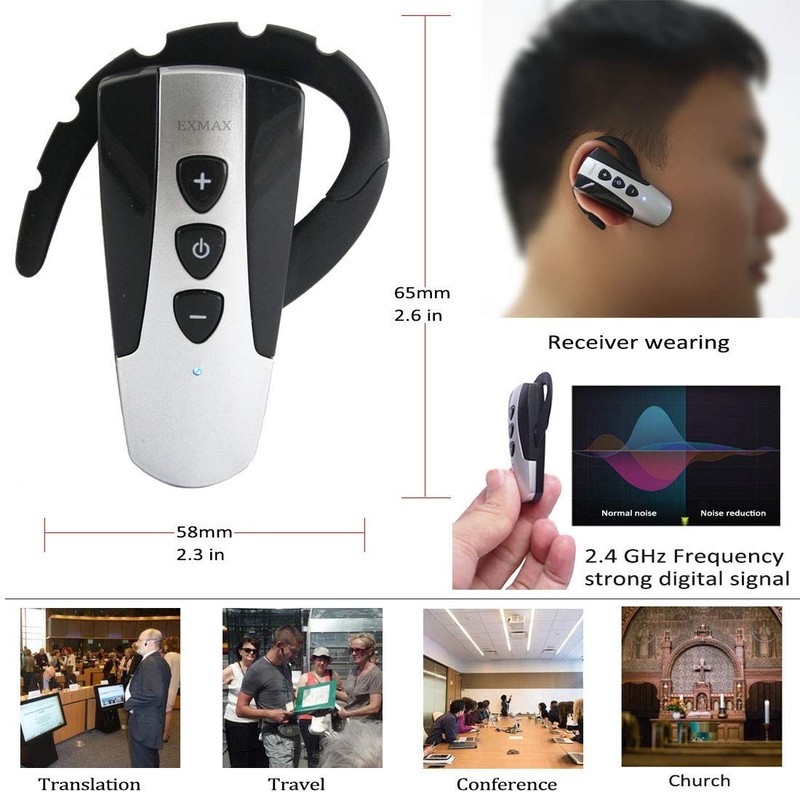 EXMAX EXD-6824 2.4GHz Wireless Tour Guide System Ear-hook Receiver for