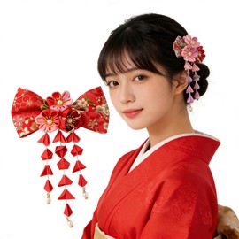 和風 髪飾り 桜 リボン ヘアクリップ 女の子 おしゃれ 古典 ヘアピン つまみ細工 花 パール タッセル ヘッドドレス 子供 漢服 和装 着物浴衣用 子供髪飾り 卒業式 成人式 卒業式 夏祭り 七五三 花火大会 ヘアアクセサリー