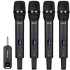 ZERFUN 4 Rechargeable Wireless Microphones, Pro Handheld Cordless Mics System
