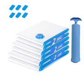 Vacuum Storage Bags, 6-Pack Vacuum Bags for Clothes Travels, Vacuum Storage Bags for Clothes, Vacuum Pack Bags for Clothes(2 Jumbo,2 Large,2 Medium)