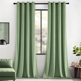 EMEMA Sage Green Velvet Curtains 84 Inch Length 2 Panels Set Room Darkening Luxury Curtains Grommet Thermal Insulated Drapes Window Curtains for Living Room W52 x L84