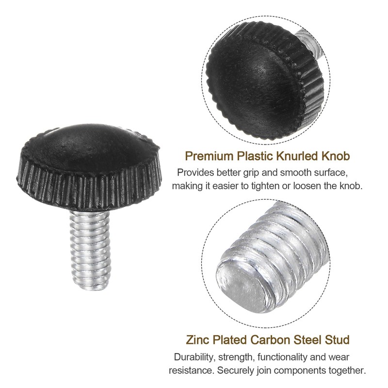uxcell 30pcs M4 x 10mm Metric Male Thread Knurled Knobs,