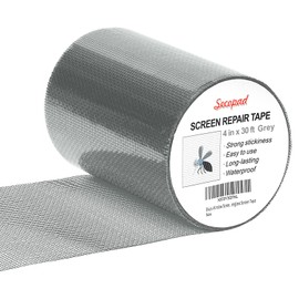 Secopad Grey Window Screen Repair Tape, 4 in X 30 FT (360IN) Screen Repair Kit for Windows or Doors, Strong Adhesive Screen Patch Repair Kit Fiberglass Screen Tape Mesh Repair