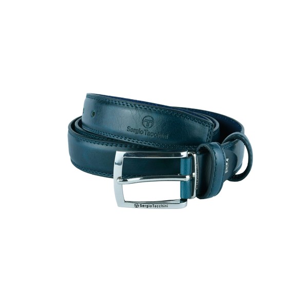 Sergio Tacchini Men's Genuine Leather Belt Rectangular Buckle Nickel Free