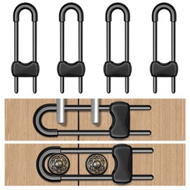 LLOOC Cabinet Locks for Babies,Child Proof Cabinet Locks,4 Pack U-Shaped Baby Proofing Cabinets,Child Locks for Cabinets and Drawers,Child Safety Cabinet Locks with Adjustable (Black)