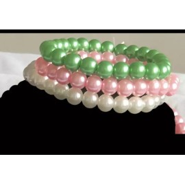 AKA, Alpha Kappa Alpha, Multi-Colored Pearl Bracelet Set with Keepsake Pouch