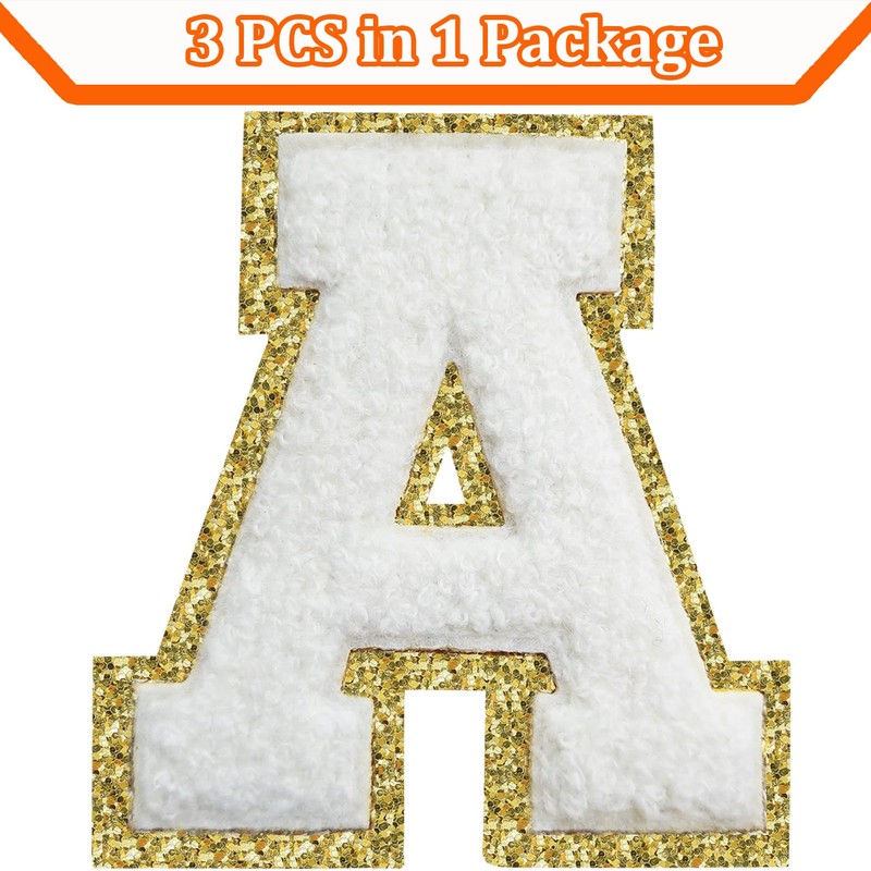 Letter Patches Iron on 3Pcs Chenille Letters for Jackets 3.2inch