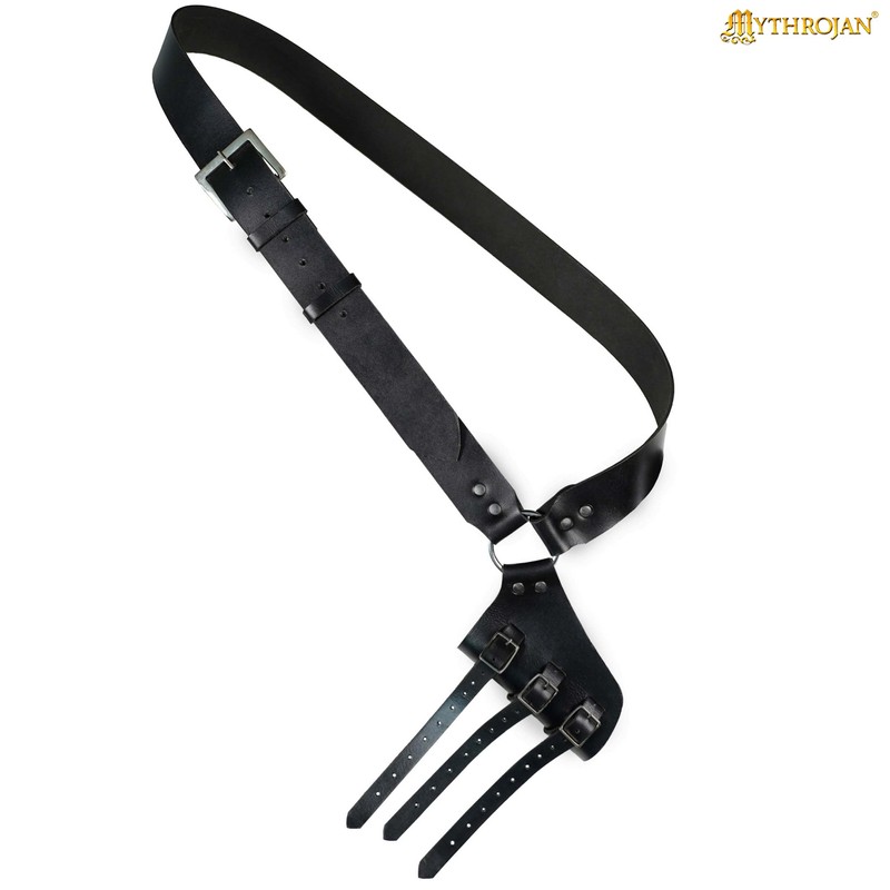 Mythrojan Genuine Leather Sword Baldric Belt - Medieval Shoulder Sword