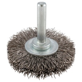 Urrea Carda circular ondulada alambre fino de acero inoxidable 2" x 0.30 mm con zanco 1/4"