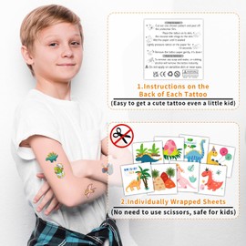 Partywind 408 PCS Dinosaur Kids Temporary Tattoos, Individually Wrapped Cut Tattoos for Party Supplies Favors, Boys Birthday Games Goodie Bag Stuffers, Dinosaur Decorations