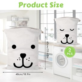 Pack of 2 Laundry Bag Travel Laundry Bag Travel Laundry Bag with Drawstring Cotton Laundry Bag Dirty Laundry Bag for Storing Dirty Clothes 62 x 46 cm