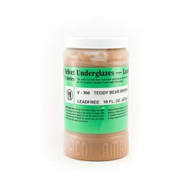 AMACO Velvet Lead-Free Non-Toxic Underglaze,1 Pint, Teddy Bear Brown V-366
