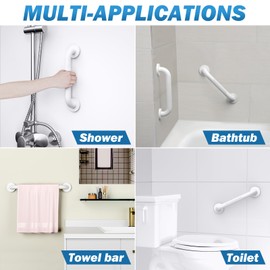 Bathroom Safety Grab Bars Stainless Steel (2Pack) 12-Inch 1.25" Diameter Knurled Matte White ADA Compliant 500lbs Handicap Grab Bars for Bathtubs and Showers Toilet