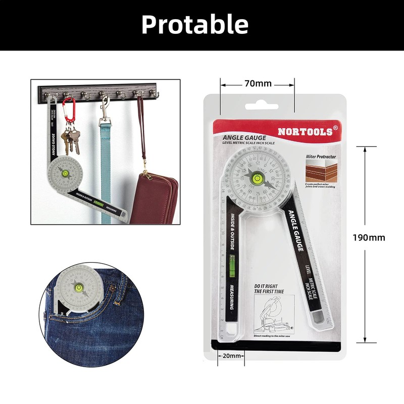 NORTOOLS Miter Saw Protractors Construction Angle Finder Crown Molding Angle