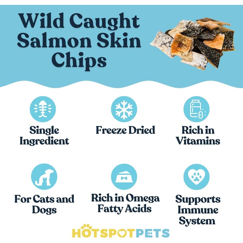 hotspot pets Freeze Dried Salmon Skin Chips for Cats &