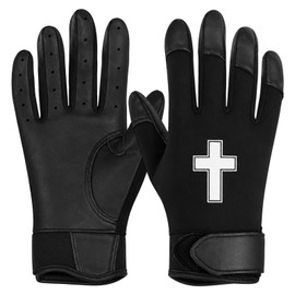 JenPen 1 Pair Christian Youth Batting Gloves 6.5 Inch Religious, Black
