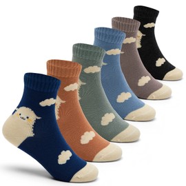 Boys Cotton Socks Seamless Socks Kids Colourful Cartoon Animal Cuddly Socks 6 Pairs, Animal Sheep/Boys