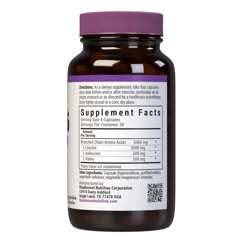 Bluebonnet Bcaa 411 Aminoácidos Vegano 120 Cápsulas