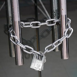 Chain and Padlock 0.8m, Anti-Cut Lock with 4 Keys, Steel Bike Chain Lock, Padlock and Chain for Doors, Cabinets, Garages
