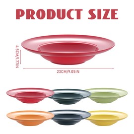 imposyu Pack of 6 Pasta Plates, Soup Plates, Deep Plastic, Reusable, 23 cm, Spaghetti Plates, Pasta Plates, Beautiful for Pasta, Salads, Steaks