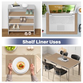 StaHom Drawer Liner, Shelf Liners for Kitchen Cabinet Waterproof & Oil-Proof Cupboard Liner Non-Slip Drawer Mat PVC Material Non Adhesive Kitchen Liner for Countertop Beige 17.5 x 393.7 Inches
