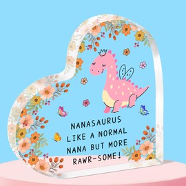 QMVMV Funny Nanasaurus Gifts Nana Acrylic Plaque from Granddaughter Grandson Christmas Birthday Thanksgiving Mother's Day Gifts for Nana