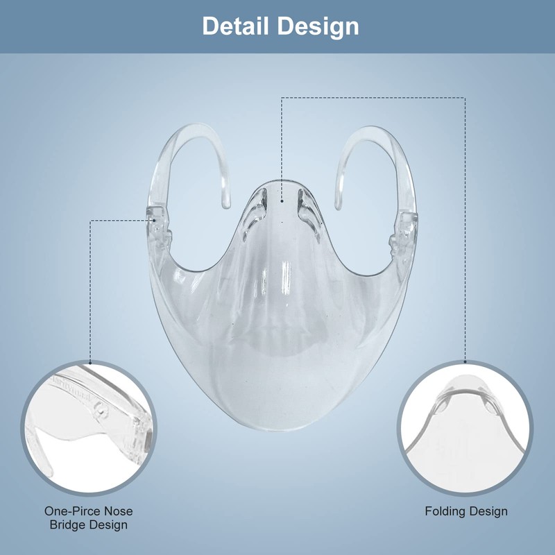 5PCS Transparent Face Shield, Lightweight Anti-Fog Clear Face Mask, Sturdy