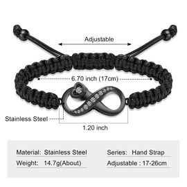 AIWENXI Cremation Bracelet for Ashes for Women Men Adjustable Infinity Cremation Urn Bracelet Bangle for Ashes Keepsake Memorial Ash Jewellery, 22 cm, Stainless Steel