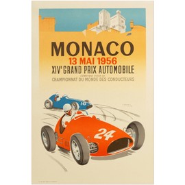Monaco Grand Prix 1956 - Vintage Auto Racing Poster-8 x 12 Inches (US/CAN only)