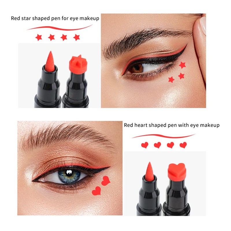 Go Ho Red Liquid Eyeliner Stamp,Star Stamp Eyeliner Makeup,Double-Side Waterproof